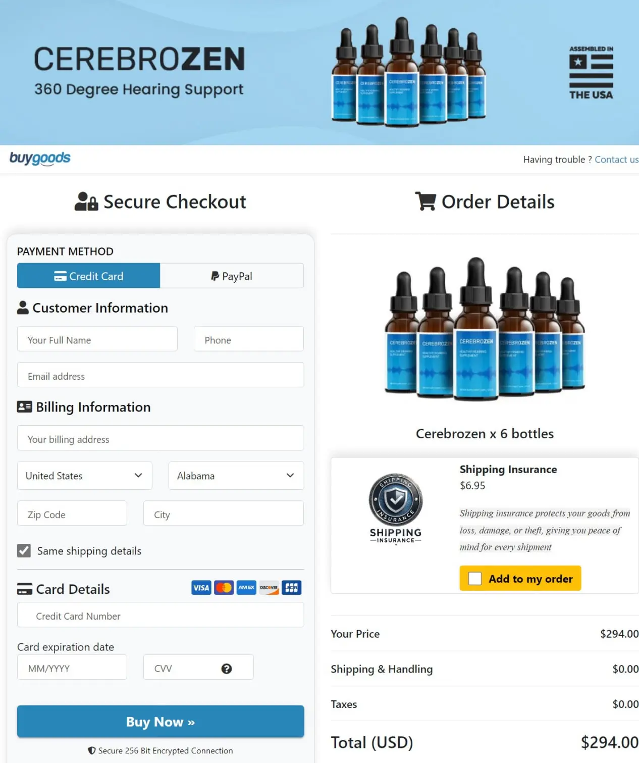 Cerebrozen secure checkout